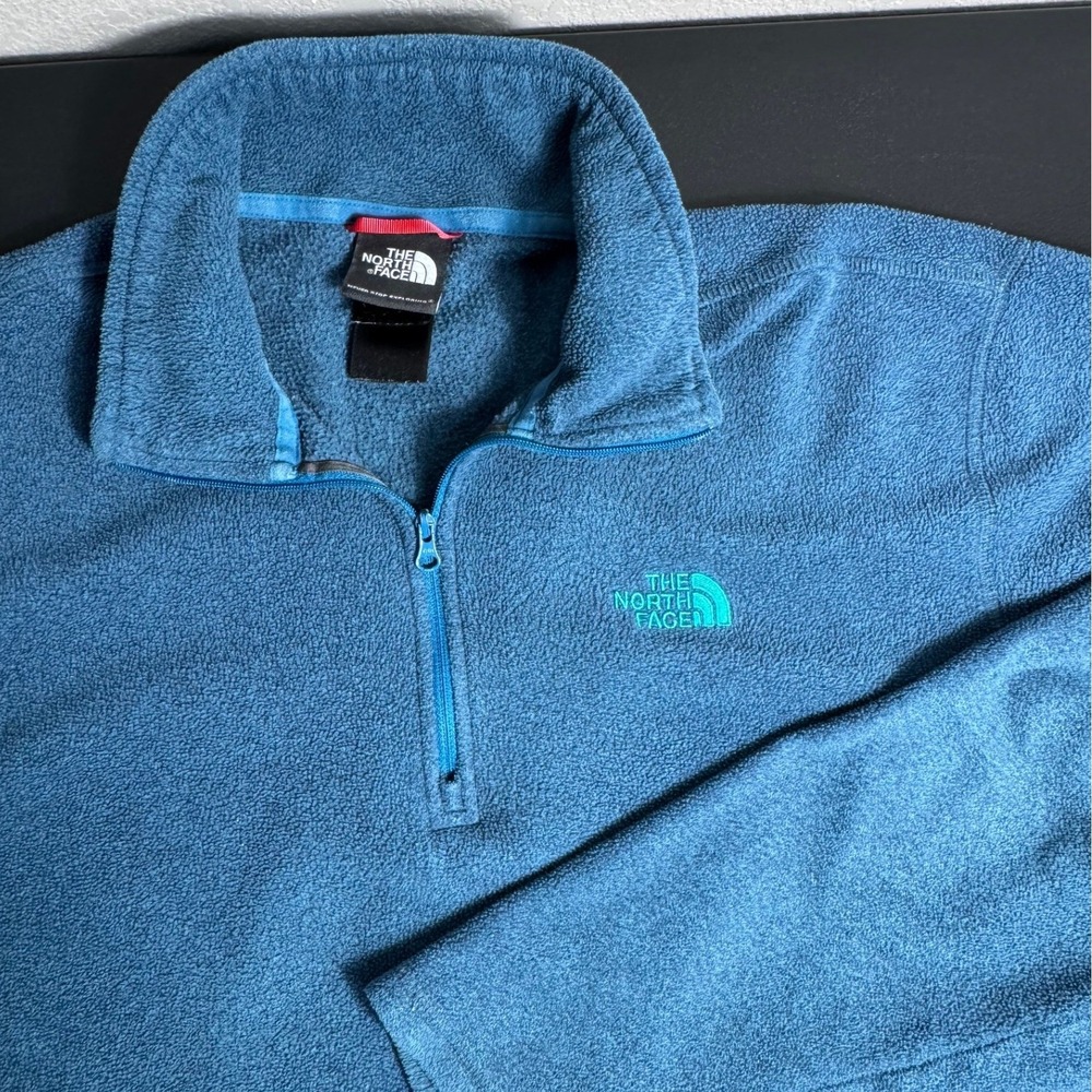 The North Face Cap Rock Mens Blue Quarter Zip Fleece Pullover AJGW Size L